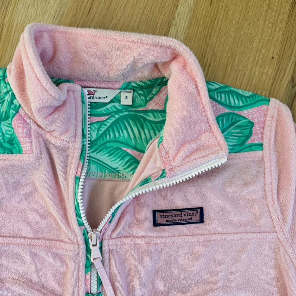 Vineyard Vines Banana Leaf Terry Relaxed Shep Shirt Pink Green Small - Picture 3 of 7